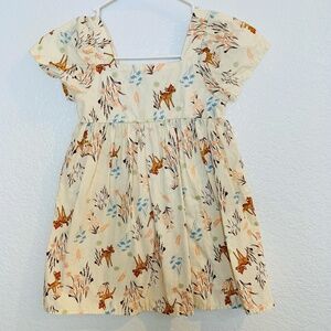 Disney Bambi Little Girls Dress Size XS ( 4-5 ) 100% Cotton Smocked Back Spring